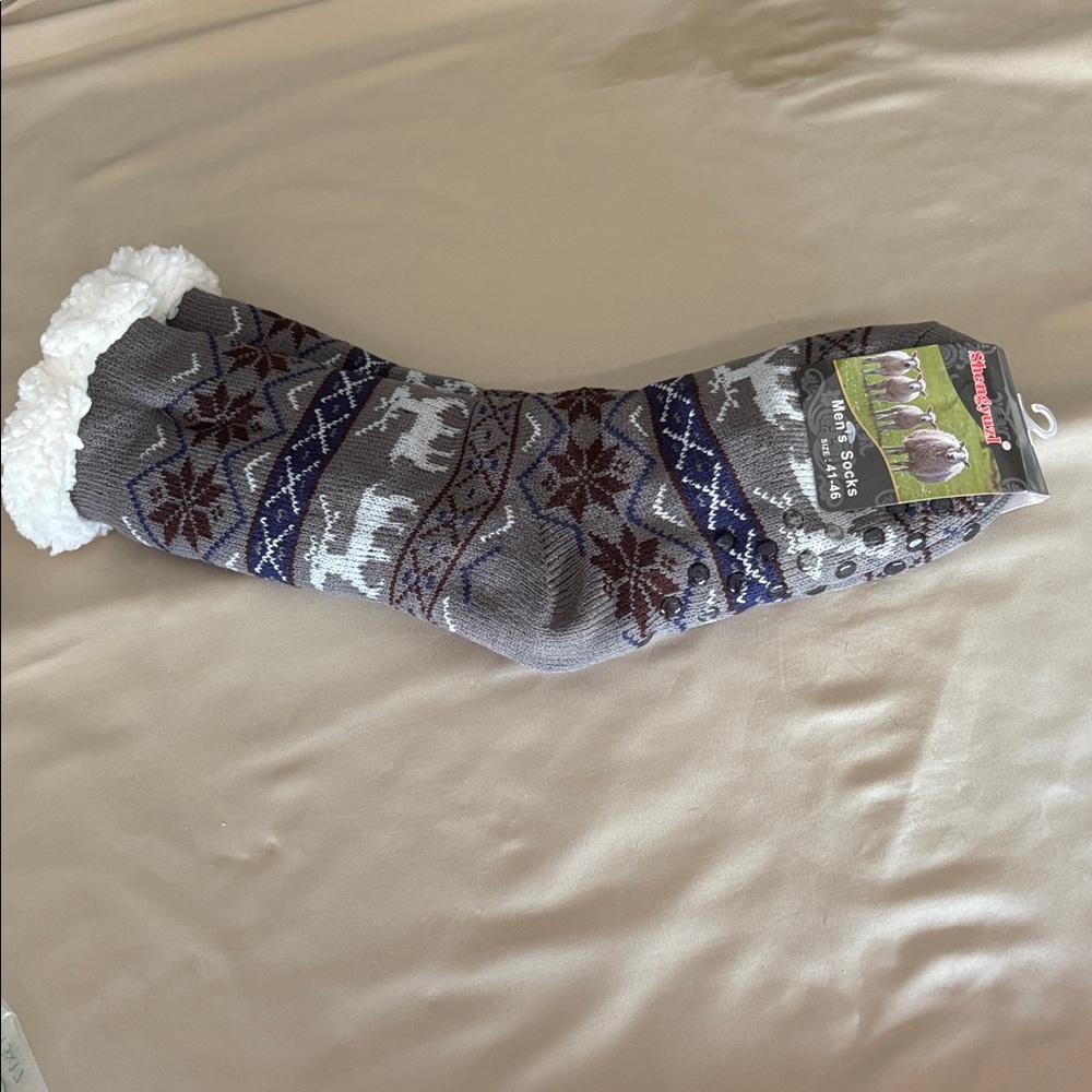 Gray and White Cozy Knit Socks